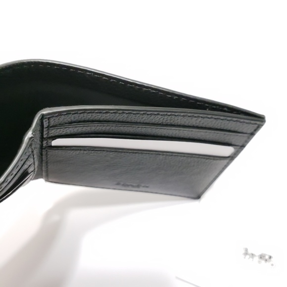 Coach Slim Billfold Wallet Varsity Stripe Black - Picture 5 of 8